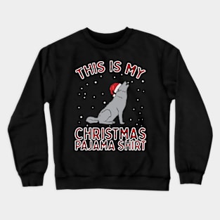 Grey Wolf Christmas Pajamas Shirt Santa Hat Gift Kids Xmas Crewneck Sweatshirt